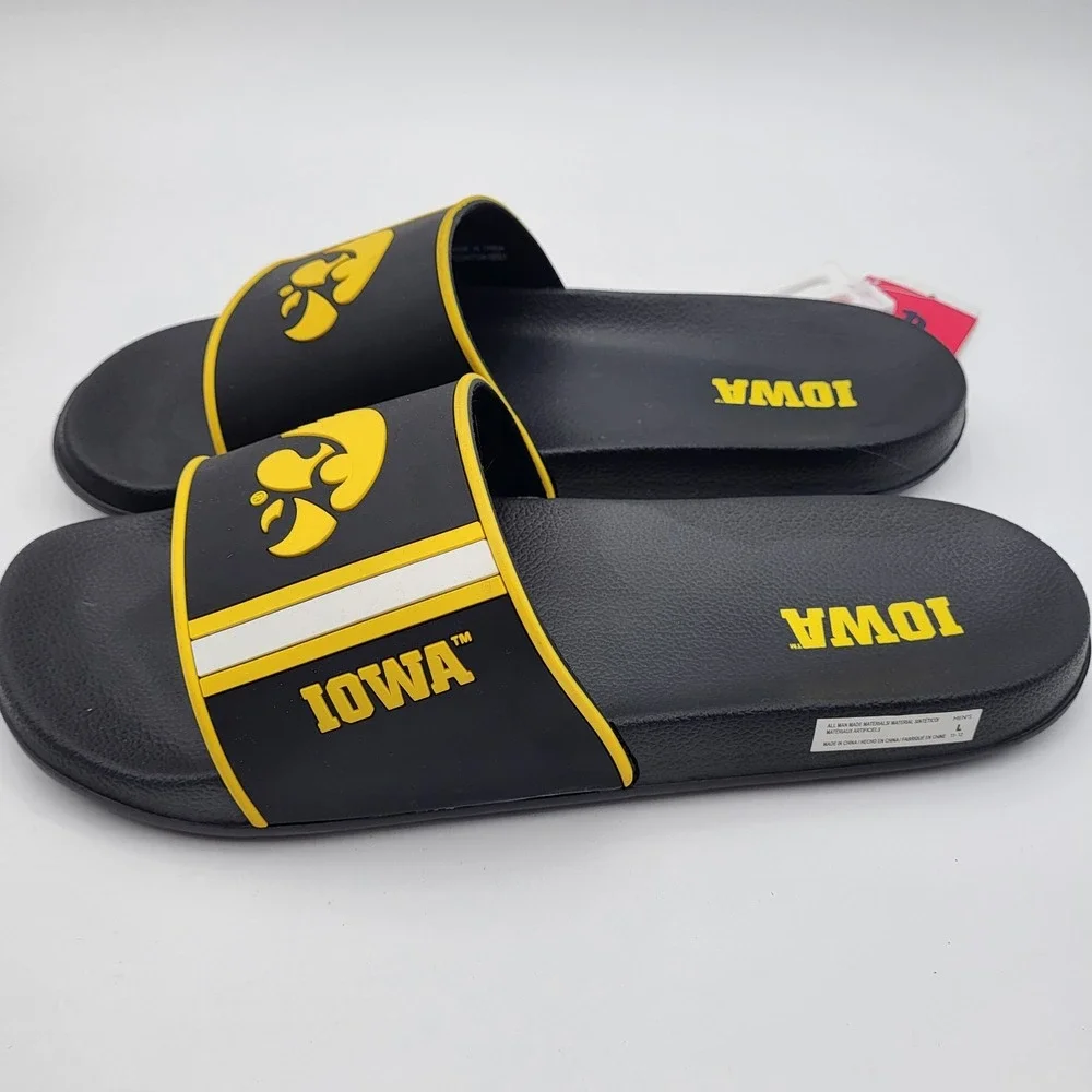 Iowa‎ Hawkeyes Molded Slides FOCO Men's Large 11-12 Black Team Stripe